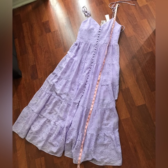 SOLD! NWT Alice + Olivia Shanti Eyelet Embroidery Button Front Dress Lavender - Picture 17 of 17